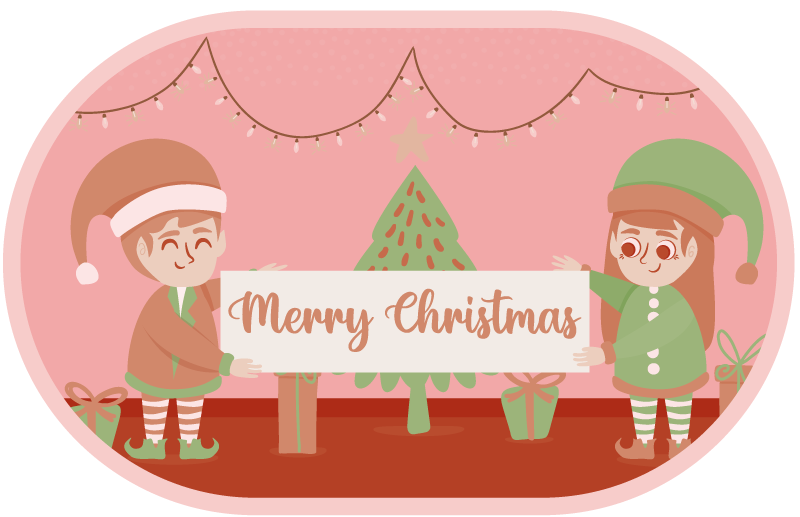 Festive Elves Scene Christmas vinyl rug - TenStickers