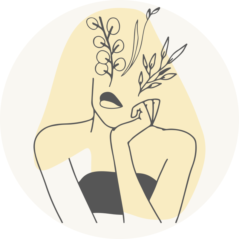 Elegant Line Art floral vinyl rug - TenStickers