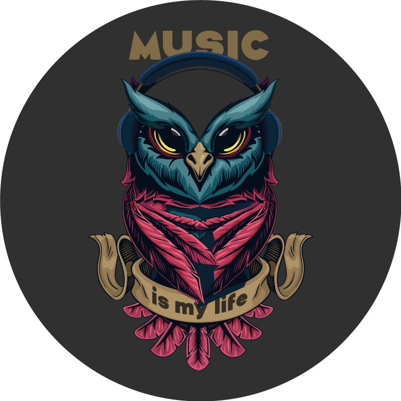 Owl Music Emblem teen vinyl rug - TenStickers
