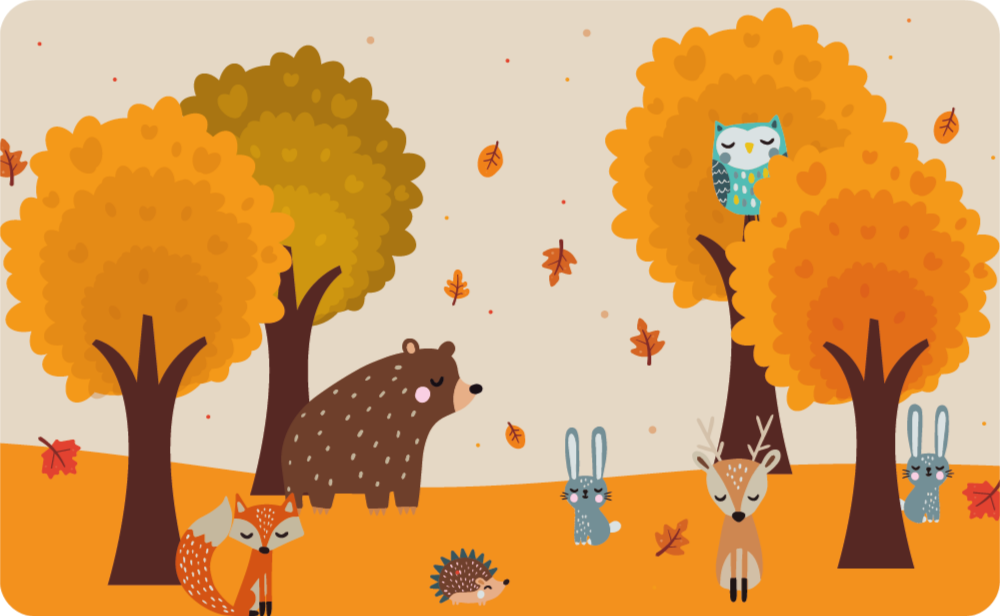 Autumnal Forest Friends kids vinyl rug - TenStickers