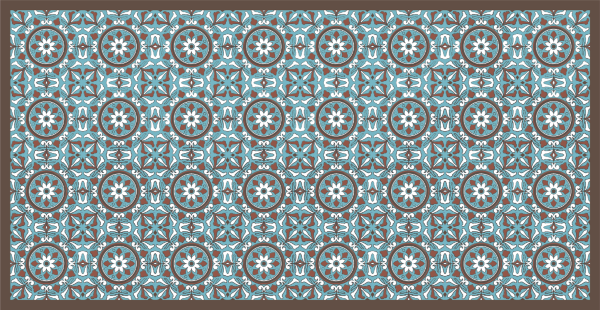 Arabian turquoise tile kitchen vinyl rug - TenStickers