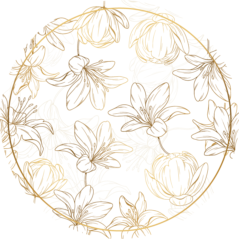 Floral circle pattern floral vinyl rug - TenStickers