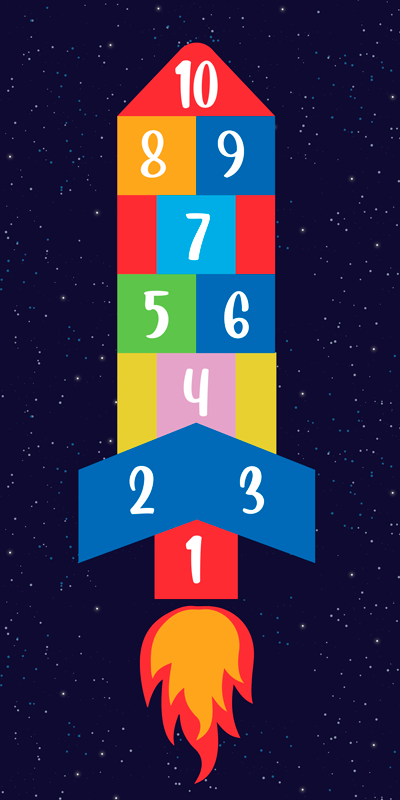 Space Hopscotch game vinyl rug - TenStickers