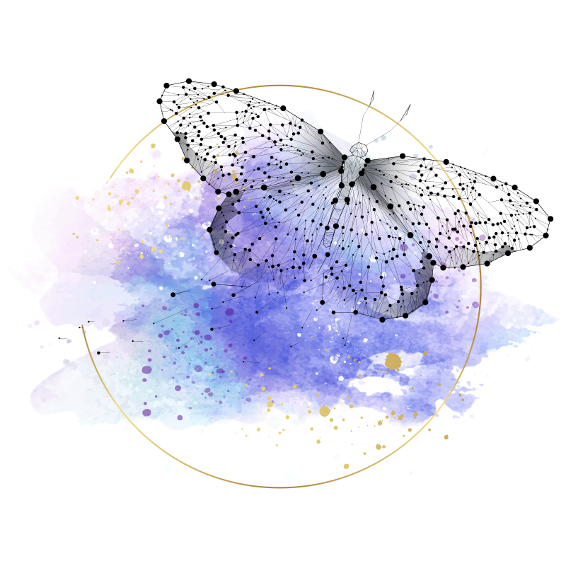 Butterfly Watercolor floral vinyl rug - TenStickers