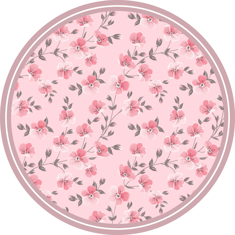 Floral circle design floral vinyl rug - TenStickers