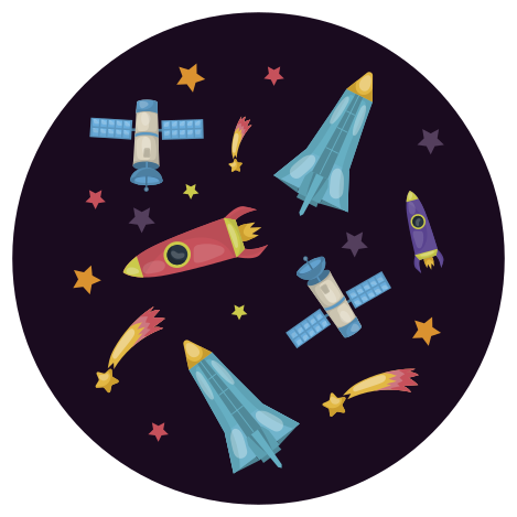 Spacecraft Exploration kids vinyl rug - TenStickers