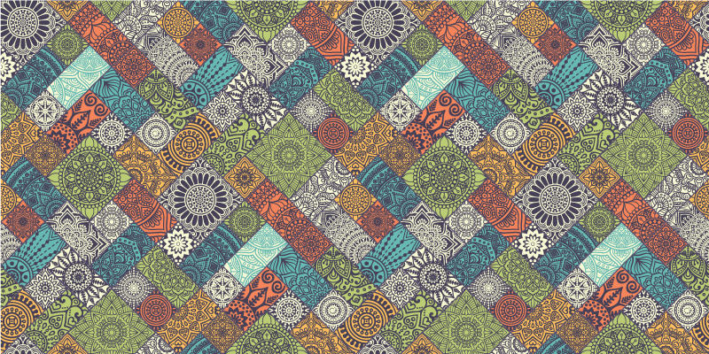 Mandala vinyl rug mandala patchwork pathway - TenStickers