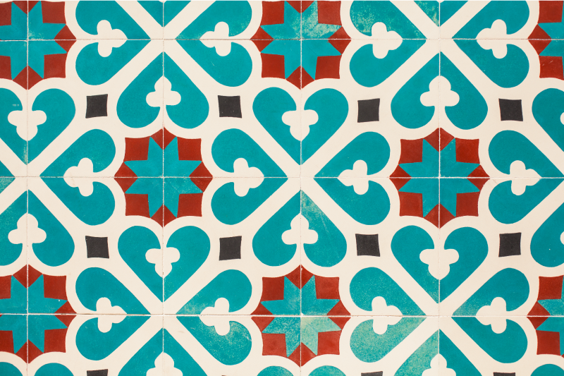 Moorish tile pattern tile vinyl rug - TenStickers