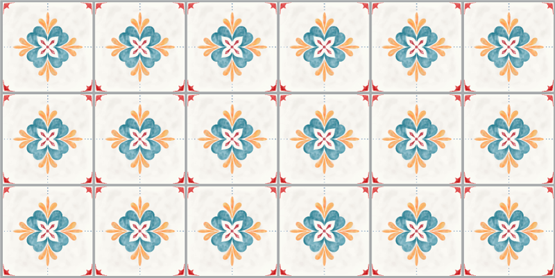 Floral Tile Arrangement tile vinyl rug - TenStickers