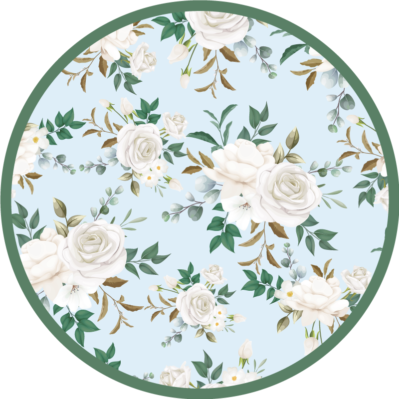 Botanical Round Arrangement floral vinyl rug - TenStickers