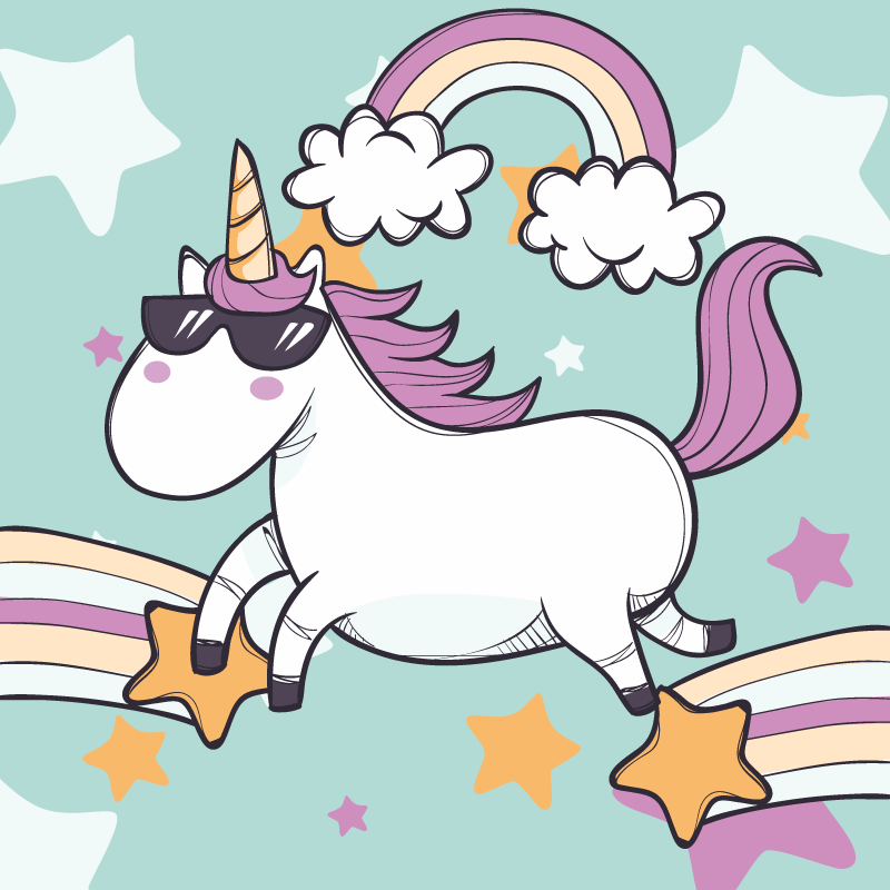 Unicorn Rainbow kids vinyl rug - TenStickers