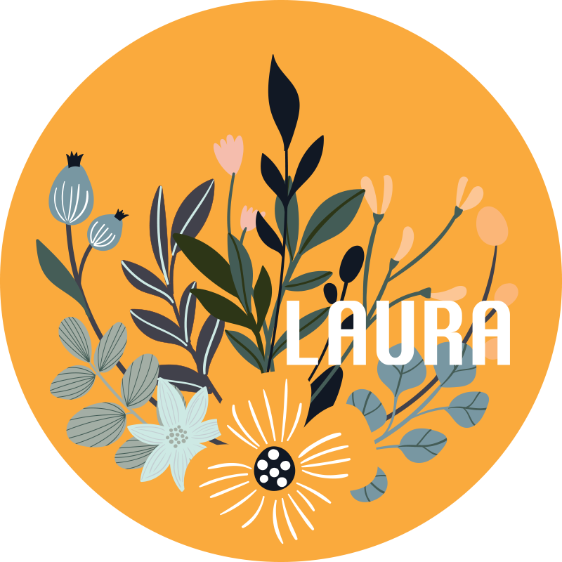 Personalized Floral Emblem custom vinyl rug - TenStickers