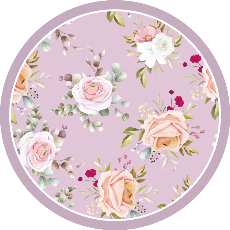 Botanical Round Sophistication floral vinyl rug - TenStickers