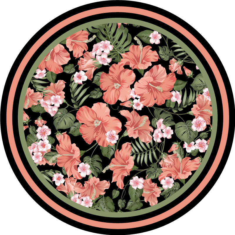 Floral Round Element floral vinyl rug - TenStickers