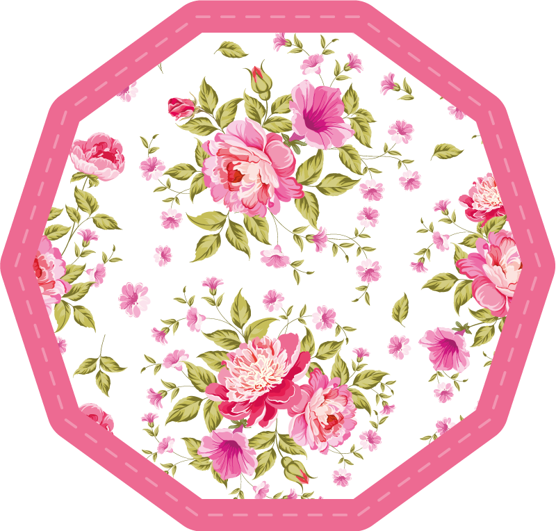 Botanical Octagon floral vinyl rug - TenStickers