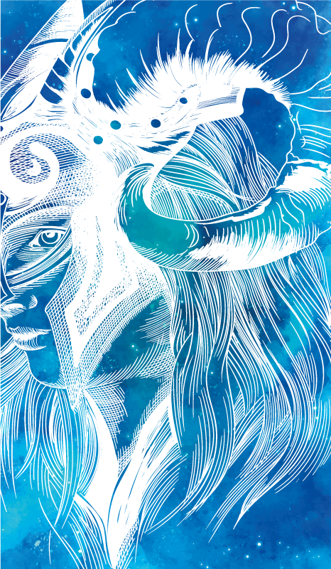 Mythical Caprine Illustration animal vinyl rug - TenStickers