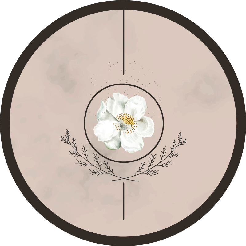 Botanical Round Insignia floral vinyl rug - TenStickers