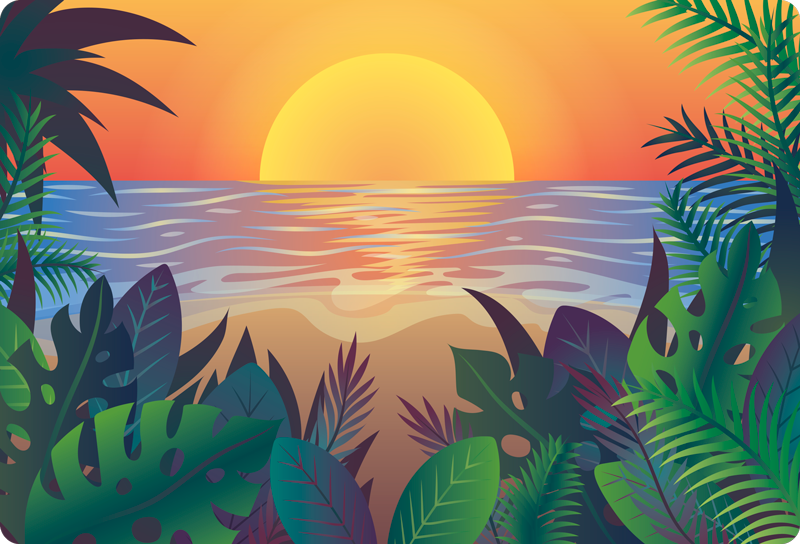 Tropical Sunset nature vinyl rug - TenStickers