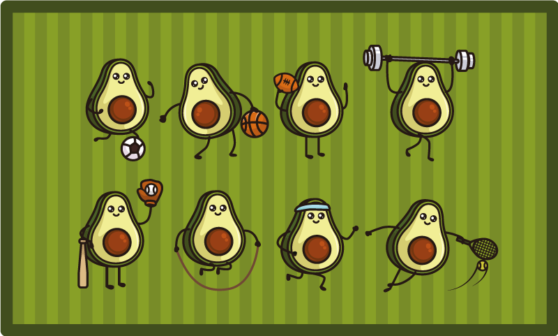 Avocado Characters kids vinyl rug - TenStickers