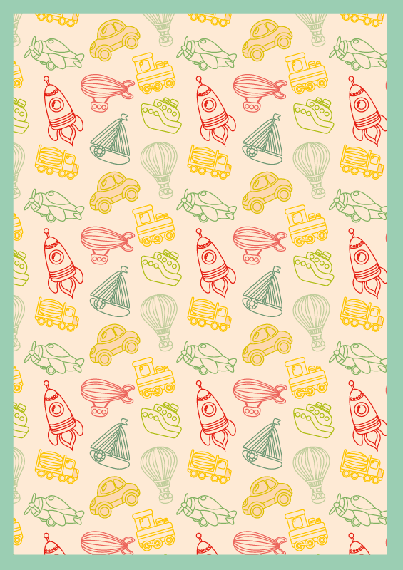 Playful Transport Pattern kids vinyl rug - TenStickers