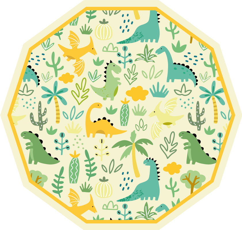 Dinosaur Hexagon kids vinyl rug - TenStickers