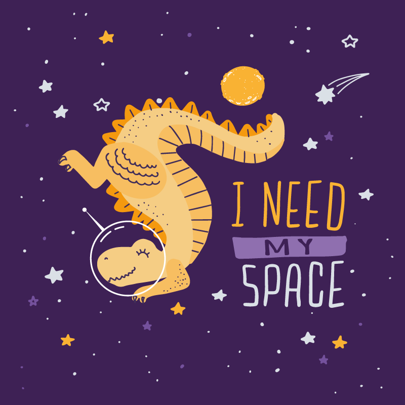 Space Dinosaur Illustration kids vinyl rug - TenStickers