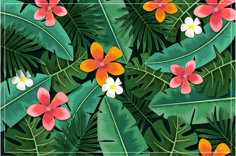 Tropical Blossom Collection floral vinyl rug - TenStickers