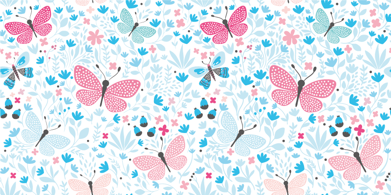 Blossom Butterfly floral vinyl rug - TenStickers