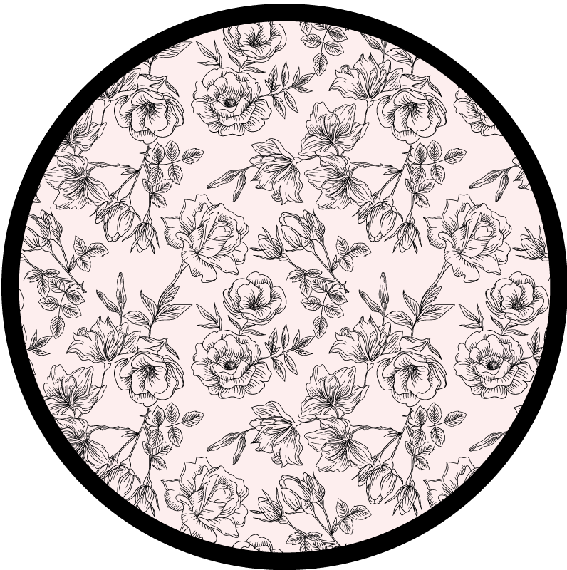 Floral pattern circle floral vinyl rug - TenStickers