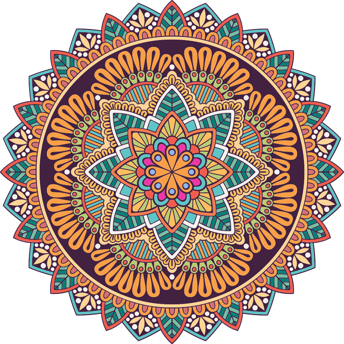 Vibrant mandala motif mandala vinyl rug - TenStickers