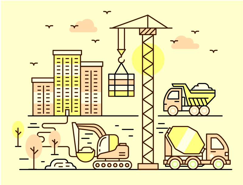 Urban Construction kids vinyl rug - TenStickers