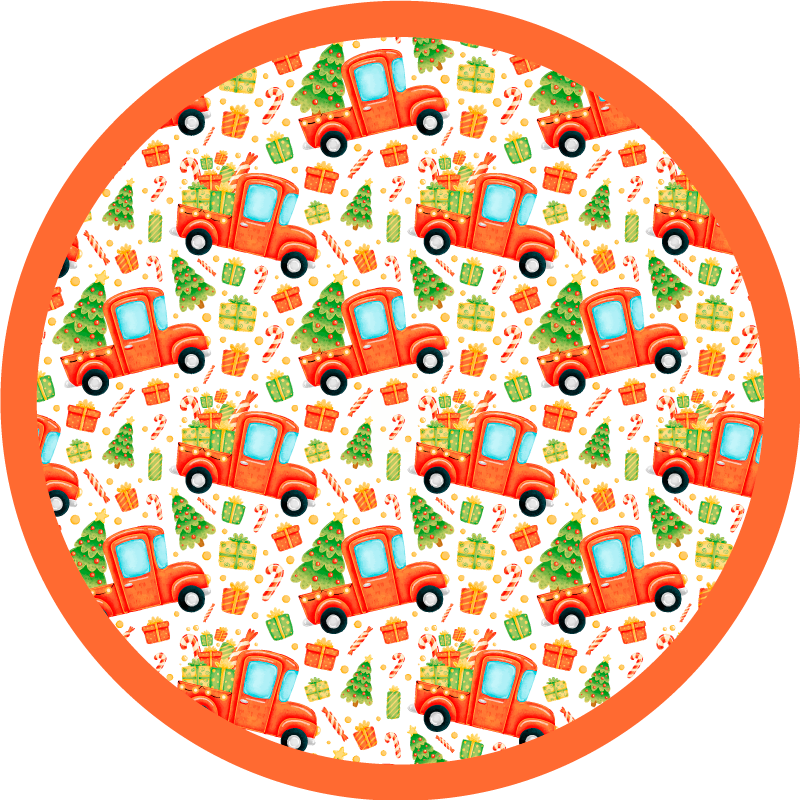 Playful Transport Circle kids vinyl rug - TenStickers