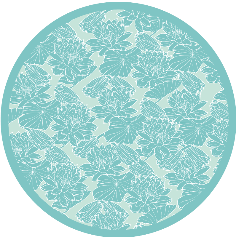 Floral Inspired Circle floral vinyl rug - TenStickers