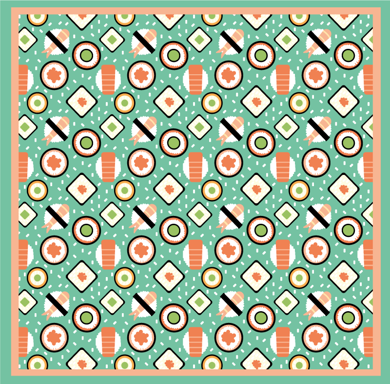 Sushi-inspired patterns kitchen vinyl rug - TenStickers