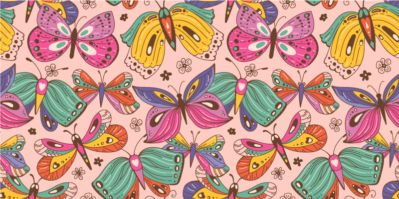Colorful Butterfly Motif kids vinyl rug - TenStickers