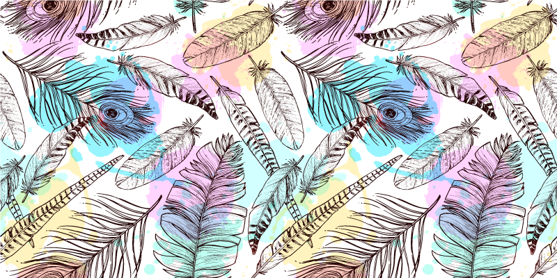 Feather Motif floral vinyl rug - TenStickers