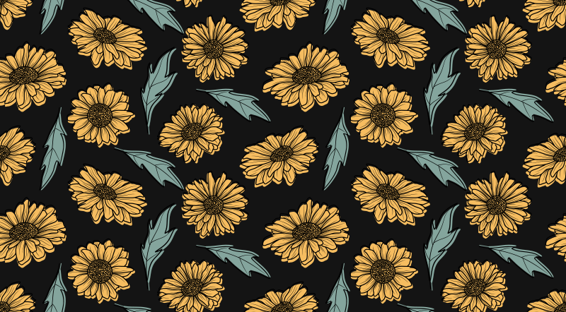 Sunflower Bloom Elegance floral vinyl rug - TenStickers
