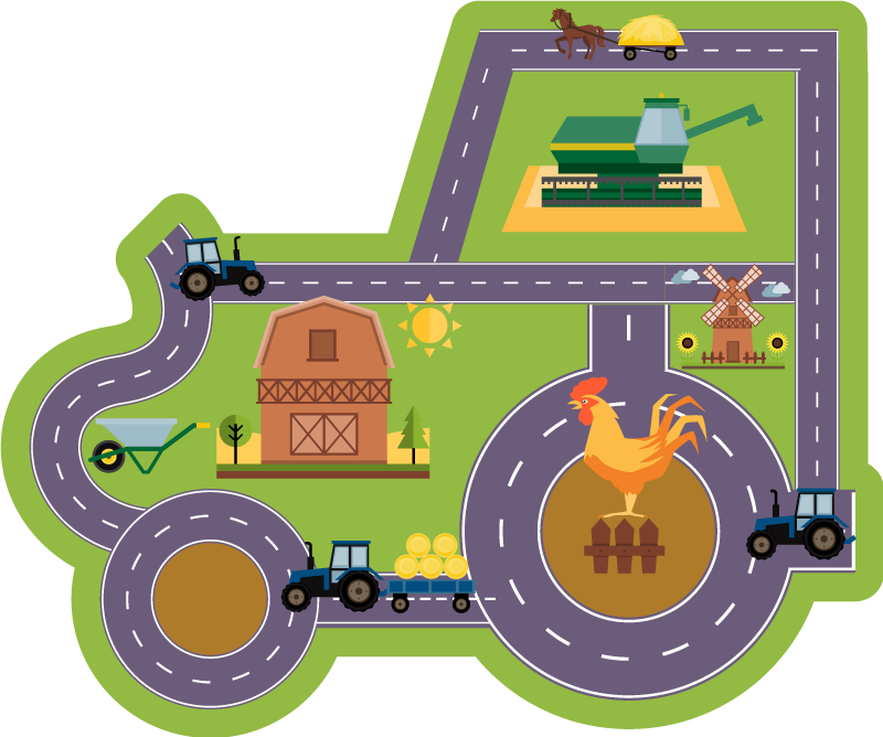 Farm Play Circuit kid's vinyl rug - TenStickers