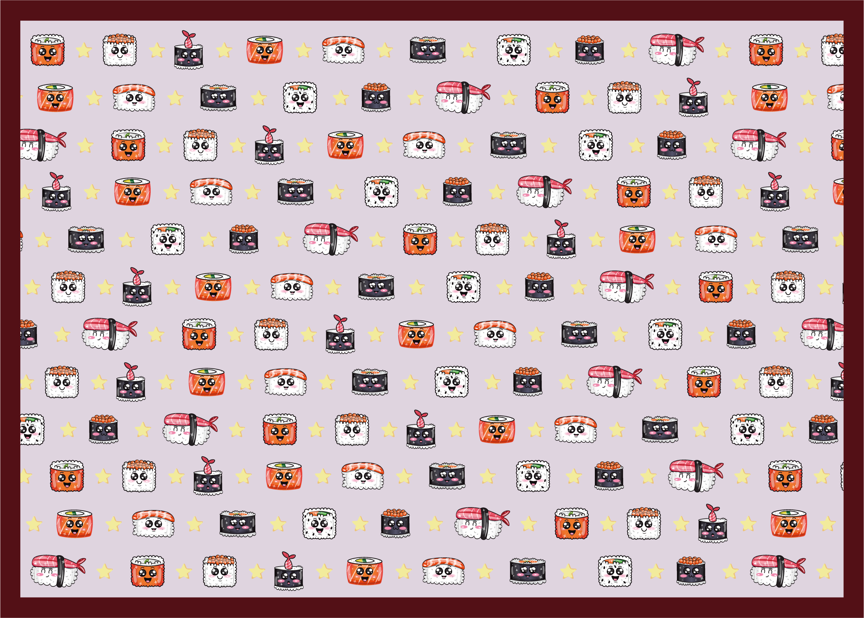 Sushi Cartoon Pattern kids vinyl rug - TenStickers