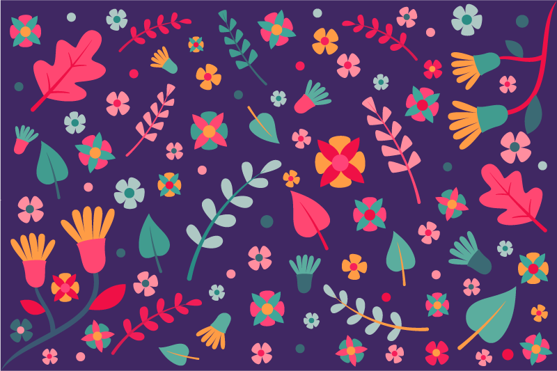 Flower Color Explosion floral vinyl rug - TenStickers