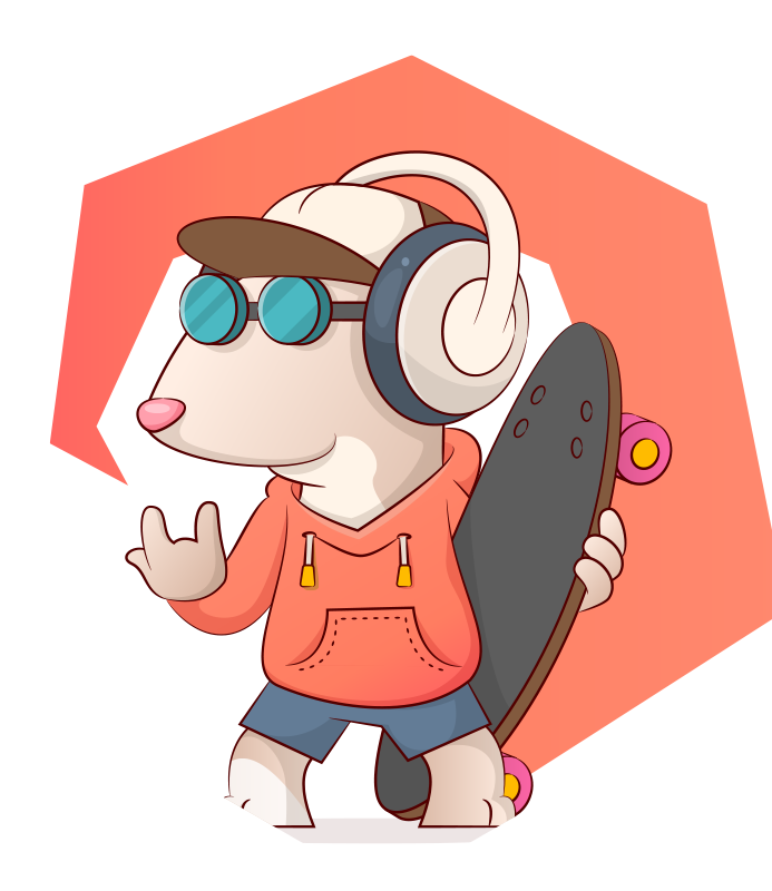 Skater Mouse Illustration kids vinyl rug - TenStickers