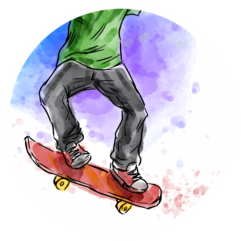 Skateboard Illustration kids vinyl rug - TenStickers