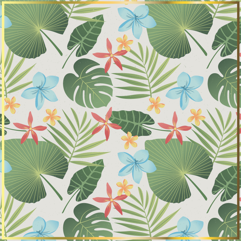 Tropical floral design floral vinyl rug - TenStickers