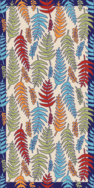 Botanical Stripes floral vinyl rug - TenStickers