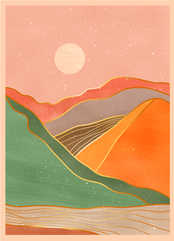 Abstract mountain scenery modern vinyl rug - TenStickers