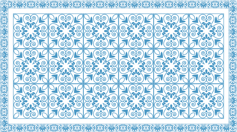 Ornamental blue tiles vinyl kitchen mat - TenStickers