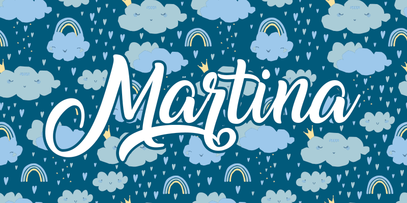 Blue clouds with name kids vinyl rug - TenStickers