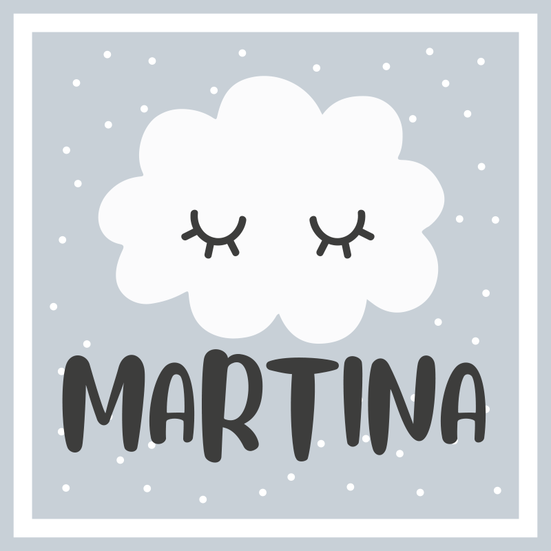 Gray cloud with name nursery vinyl rug - TenStickers