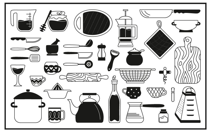 Black and white vinyl kitchen mat - TenStickers