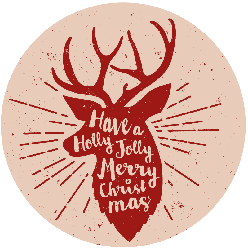 Christmas vinyl rug with christmas reindeer design - TenStickers